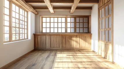 Sunlit Wooden Room Interior Design