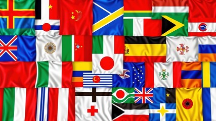 World Flags Collage - Colorful National Flags Background