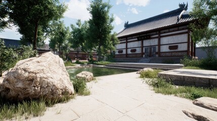 Serene Asian Temple Garden