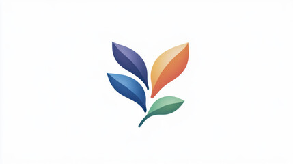 A colorful logo featuring abstract leaves in shades of blue, orange, and green, set against a white background.
