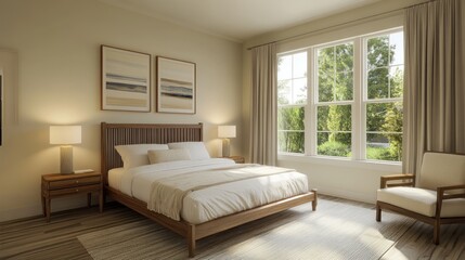Serene Bedroom Interior Design: Natural Light and Minimalist Decor