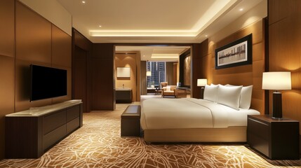 Luxury Hotel Suite: Opulent Bedroom Design with Modern Amenities