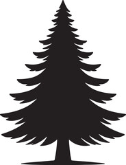 Christmas tree silhouette vector art illustration. Black and white Christmas tree vector illustration.