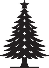 Christmas tree silhouette vector art illustration. Black and white Christmas tree vector illustration.