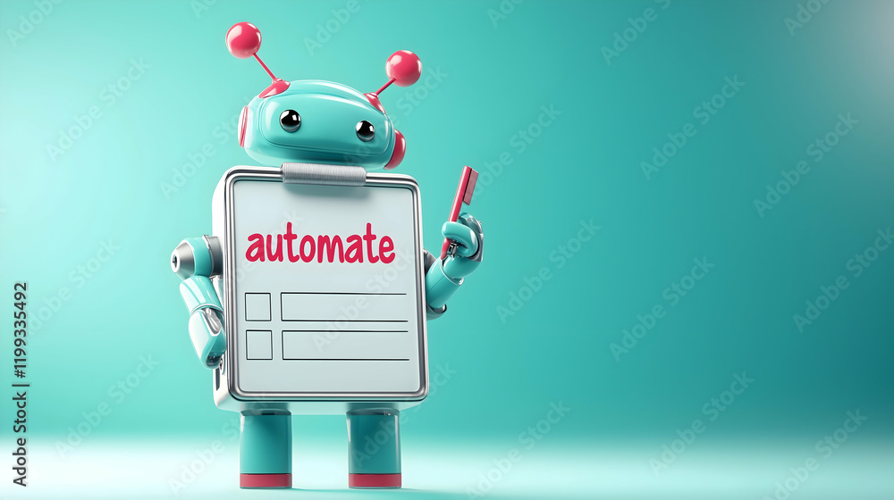 Aufkleber a playful robot holding a pen with 