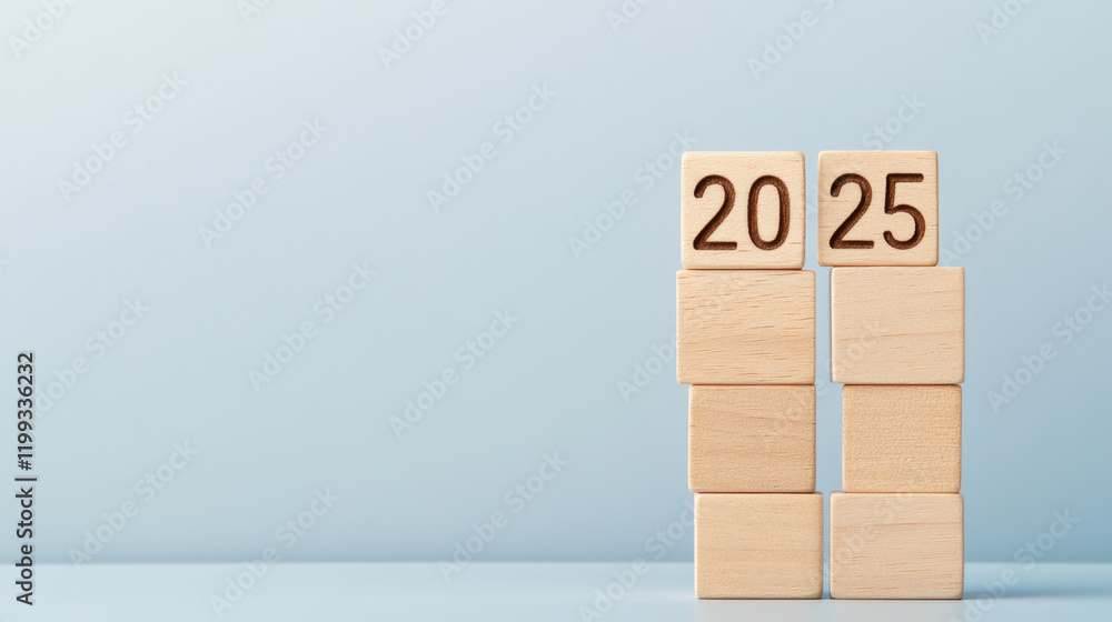 Poster a minimalist display of wooden blocks showing the numbers 
