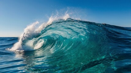 Beautiful Light Blue Summer Waves with clean blue sky