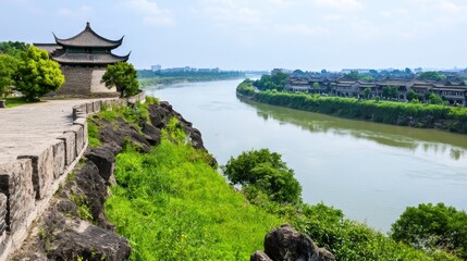 Ancient Chinese River Landscape