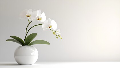 A delicate orchid flower in a chic vase creating a serene look on white