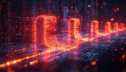 Obraz premium Two devices exchanging files through a glowing, encrypted connection, emphasizing speed and security in data sharing, Secure File Sharing in the Cloud