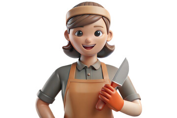 3D Render of a Female Chef