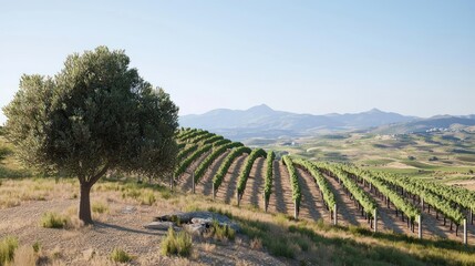 Vineyard Landscape in Sunny Day