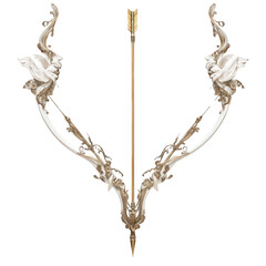 Fototapeta premium Ornate decorative arrow design featuring stylized birds and floral elements, showcasing intricate craftsmanship.