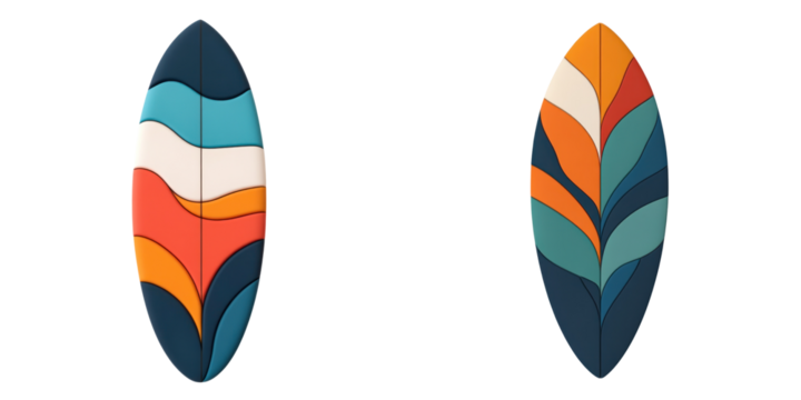 Vibrant surfboard design with colorful patterns, perfect for beach lovers