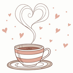 cup of tea with steam forming a heart shape 