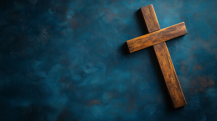 Wooden Cross Under Starry Night Symbolizing Jesus Christ Crucifixion and Faith
