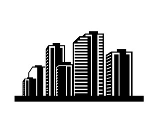 modern city skyline silhouette with skyscrapers in black color