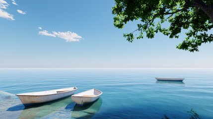 Peaceful Seascape with Boats