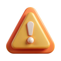 3d alert sign, attention mark, caution icon. Isolated yellow triangle with exclamation mark. 
