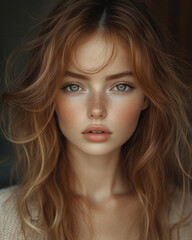 Fototapeta premium Artistic portrait of a beautiful girl close-up