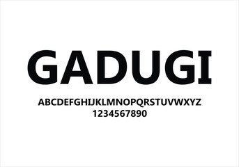 Gadugi font for logo and headline. Isolated vector typeset