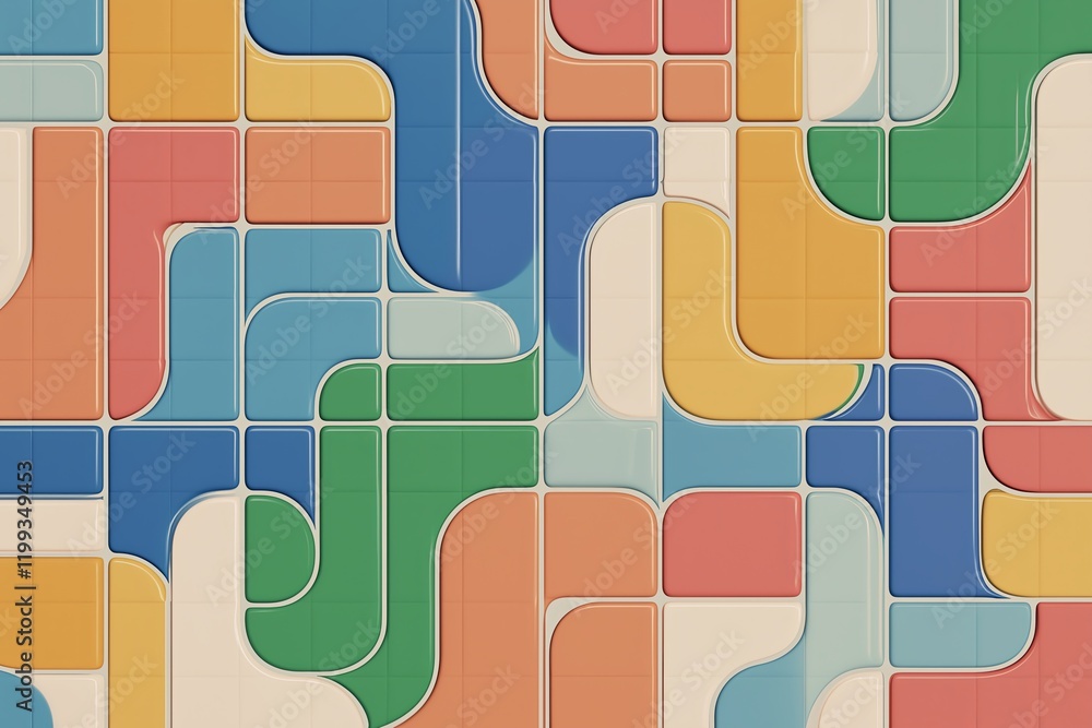 Poster A grid of repeating shapes, each one slightly altered in color and pattern