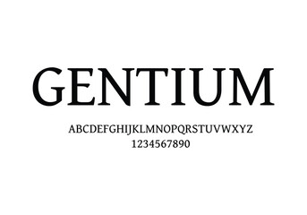 Gentium font for logo and headline. Isolated vector typeset