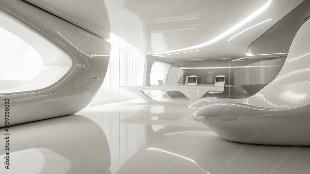 Aufkleber high-tech command center with a futuristic conference room, 3d rendered with advanced features and a