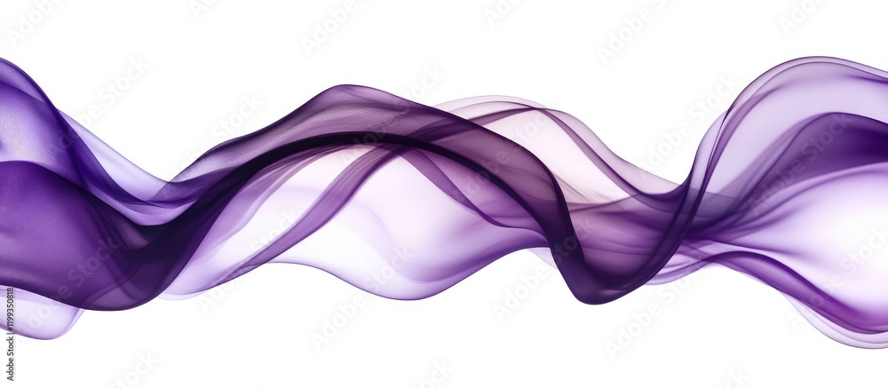 Poster dark violet silk fabric waves with flowing elegance and soft transitions on white background for tex