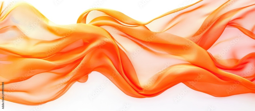 Poster elegant flowing orange silk fabric in motion creating a smooth texture background with ample white c