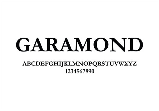 Garamond font for logo and headline. Isolated vector typeset