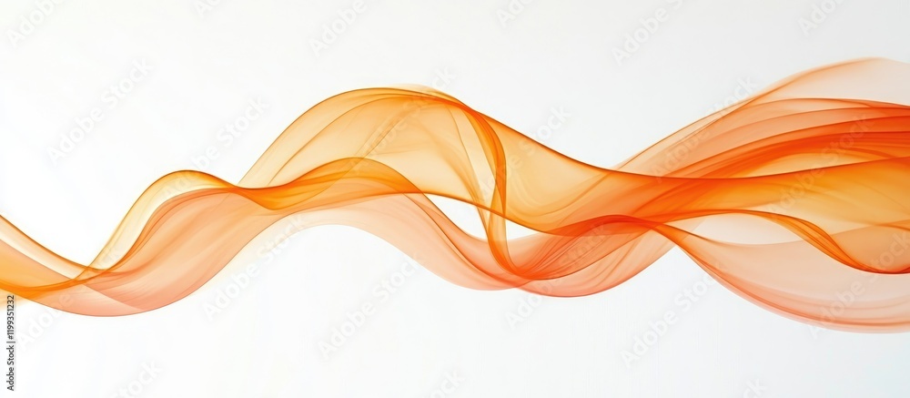 Poster elegant flowing orange ribbons resembling waves on a soft white backdrop with ample empty space for 