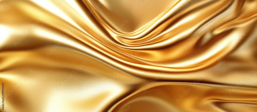 Poster rippling golden satin texture with smooth metallic flow for elegant design purposes featuring ample 