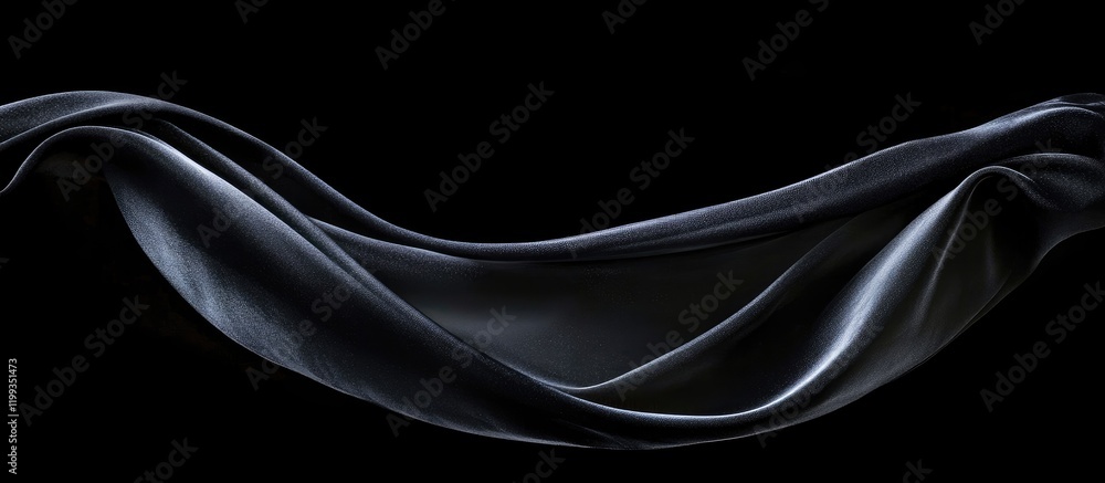 Poster exquisite flowing black velvet fabric against a dark background creating a sensual and airy texture 