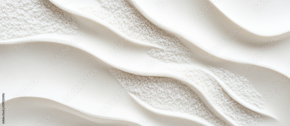 Poster textured flowing white sand waves on isolated neutral background with soft shadows and empty space f