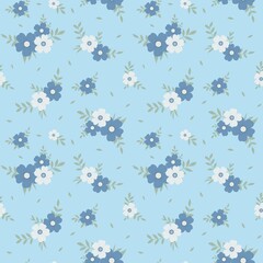 seamless pattern with blue flowers 