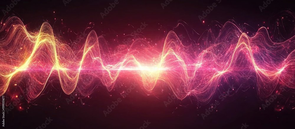 Aufkleber vibrant abstract power waves with pink and yellow tubes on dark background creating flowing energies