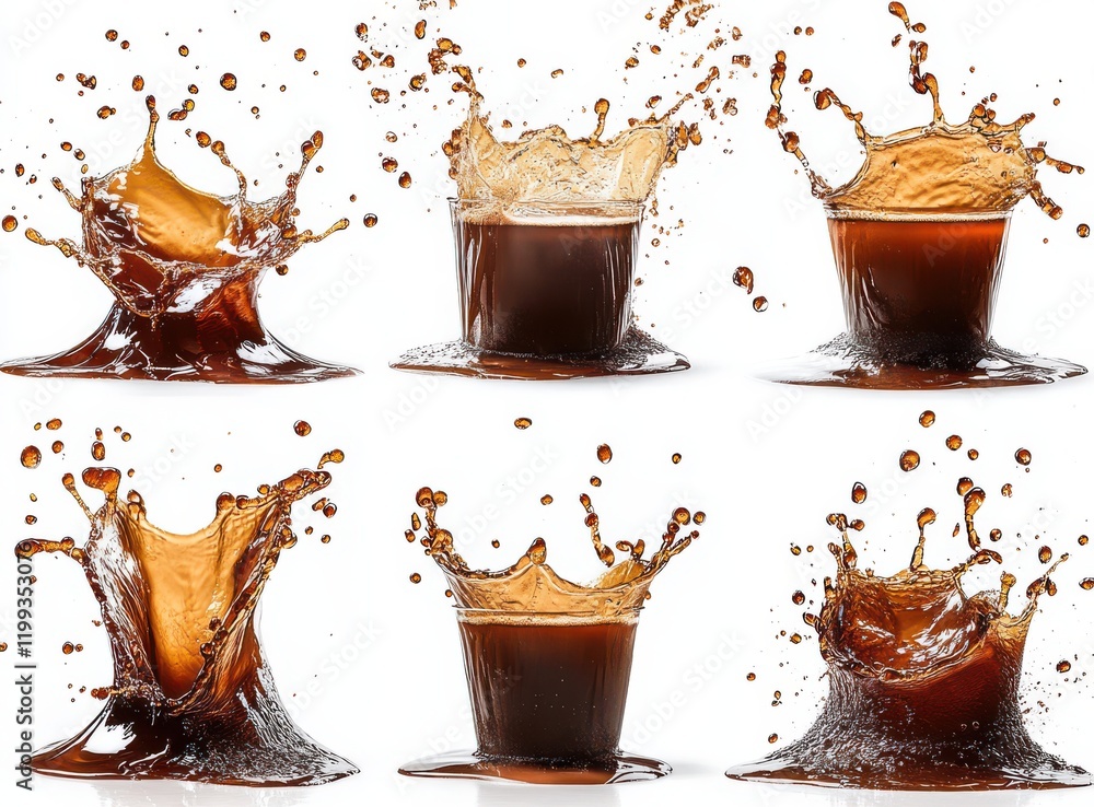 Aufkleber a dramatic sequence of refreshing soda splashing from glasses in vivid motion capture showing moveme