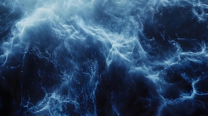 Dark blue swirling clouds resemble turbulent water. Suitable for designs related to weather, nature, imagination, and abstract concepts.