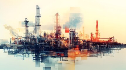 Obraz premium Industrial Refinery Complex Skyline Abstract Art
