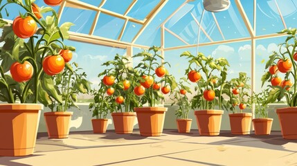 Sun-Drenched Greenhouse: A Bountiful Harvest of Tomatoes