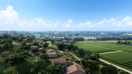Serene Mediterranean Village Landscape