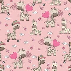 seamless pattern with cute animals cute cartoon baby