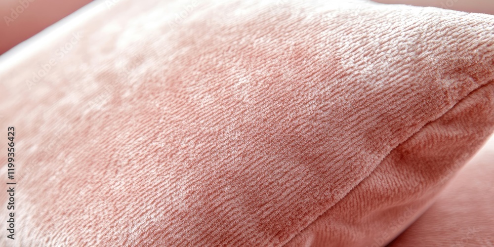 Poster close up of soft blush pink pillow texture with detailed fabric surface and empty space for text in 