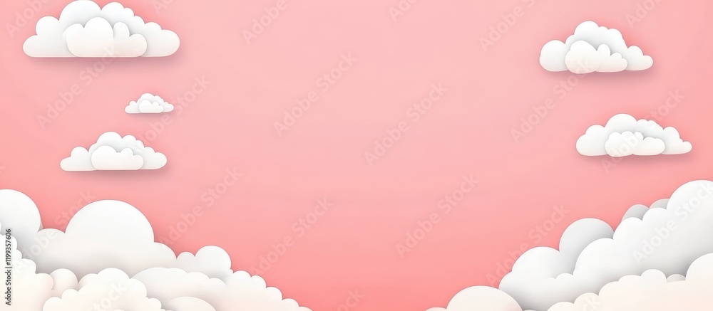 Aufkleber fluffy white clouds against a pastel pink sky creating a blank canvas ideal for seasonal backgrounds