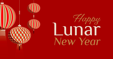 Naklejka premium Lanternes traditionnelles suspendues pour le Nouvel An Lunaire Chinois