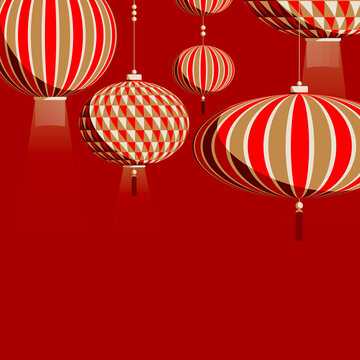 Lanternes traditionnelles suspendues pour le Nouvel An Lunaire Chinois