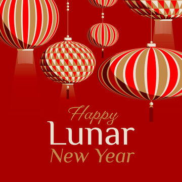 Lanternes traditionnelles suspendues pour le Nouvel An Lunaire Chinois
