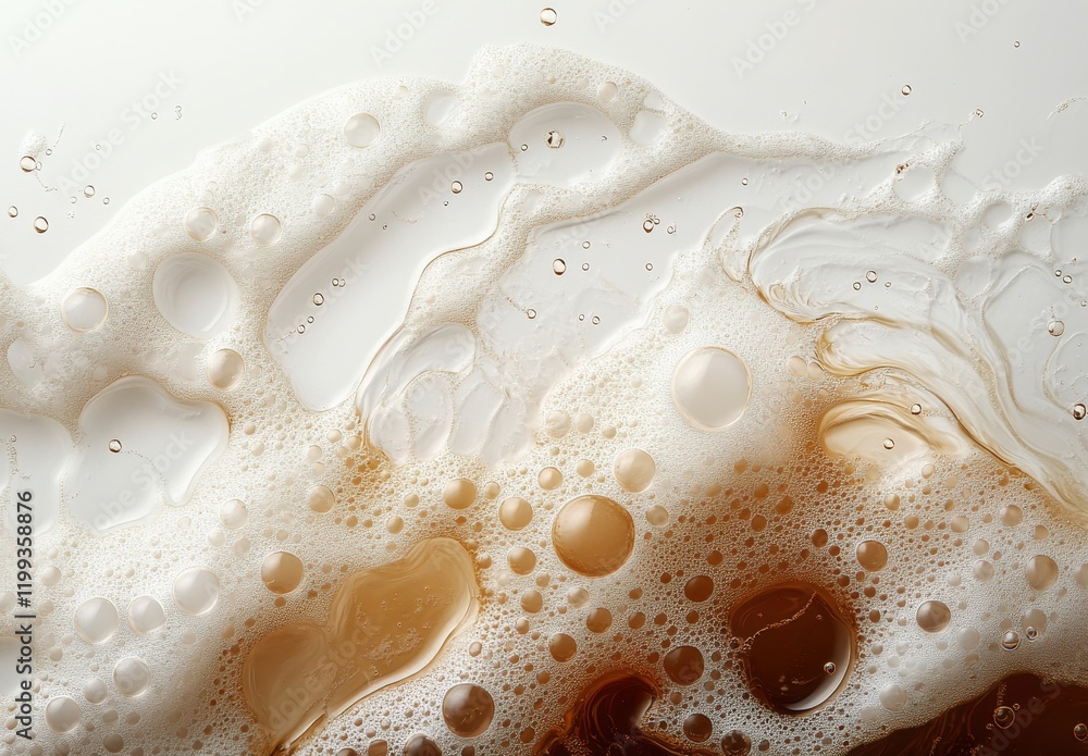 Aufkleber bubbles and foam spread across a surface, capturing the texture and movement of carbonated liquid th