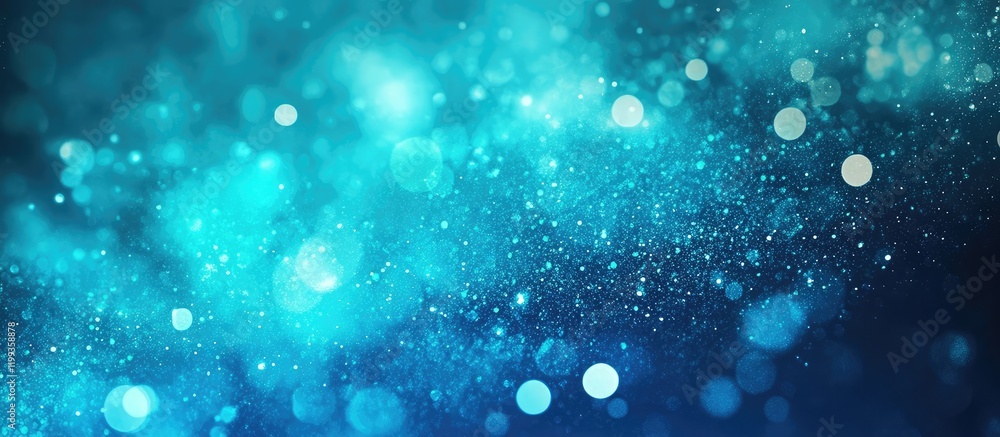 Poster abstract background with blue and green fluid art texture and glitter effects, featuring blur and em